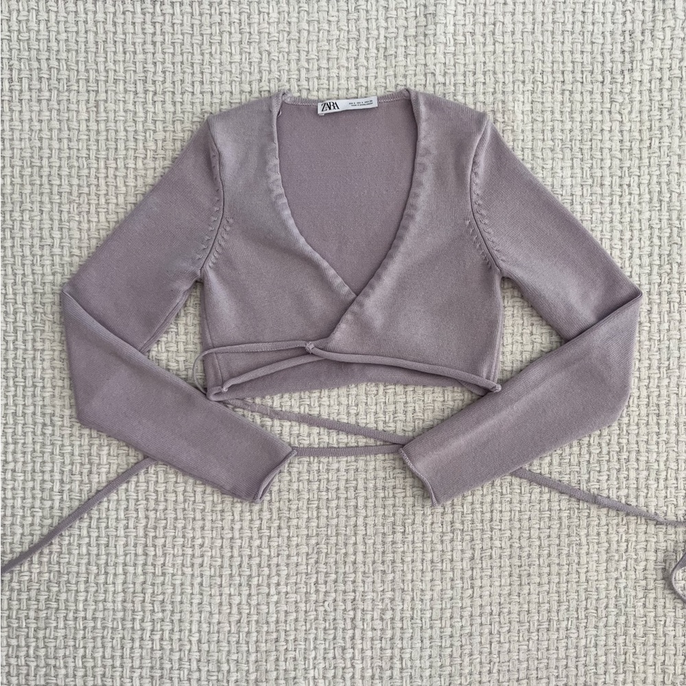 SOLD Zara Cropped Wrap Top - Picture 3 of 5